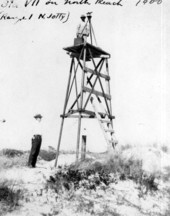 Engineer on observation tower during creation of jetty in Mayport.