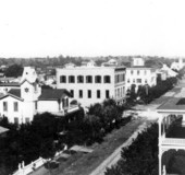Bird's eye view of buildings along Front street - Palatka, Florida