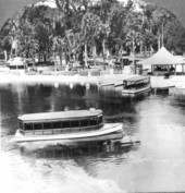 Glass bottom boats by dock at Silver Springs - Ocala, Florida