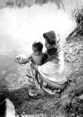 Ruby Tommie with child at Big Cypress Seminole Indian Reservation