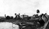 Derailed boxcar on the shore of Lake Monroe - Sanford, Florida.
