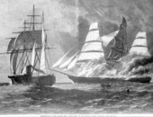 Destruction of the clipper ship "Jacob Bell" by the British pirate "Florida".