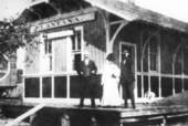 People at the railroad depot - Lantana, Florida.