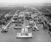 Aerial view of the waterfront section of town - Pensacola, Florida.