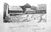 Etching of some houses along the Miami River - Miami, Florida