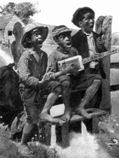 African American boys singing together