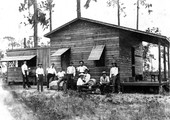 Workers outside the diesel power plant of a phosphate mine - Mulberry, Florida