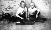 Boys and toy train set - Fort Meade, Florida