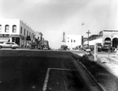 Looking west on College Avenue past intersection with Monroe Street - Tallahassee, Florida.