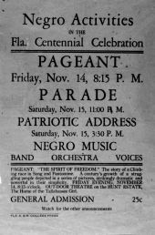 Flier advertising African American centennial celebration activities - Tallahassee, Florida
