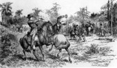 Artist's rendering of a Civil War fight near Braddock Farm - Volusia, County, Florida