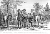 Drawing of Captain Dickison bearing the body of his son from the battlefield