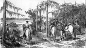 Confederate cavalrymen crossing the St. John's River with prisoners