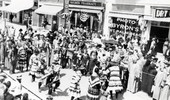 Seminole Indians dancing during the "Seminole Sun Dance" festival on Clematis Street in West Palm Beach, Florida.