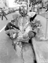 Confiscated moonshine being emptied into the sewer - Tallahassee, Florida