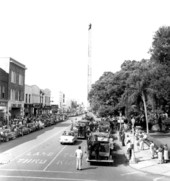 Crowd watching man on ladder - Lakeland, Florida