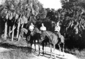 Young women riding horses