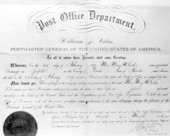 Appointment paper of Mrs. Mary M. Carlin to postmaster of Jupiter, Florida