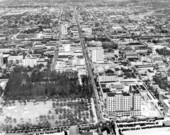 Aerial view looking west along Flagler Street - Miami, Florida.