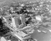 Aerial view of Biscayne Bay at Flagler Street - Miami, Florida.