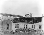 Damage to a building from the 1926 hurricane - Miami, Florida.