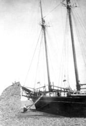 A woman boarding schooner by ladder - Florida