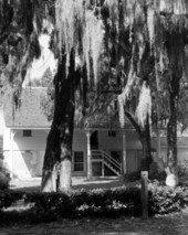 Front view of the kitchen, as restored, at the Kingsley Plantation State Park on Fort George Island in Jacksonville, Florida.