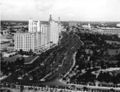 Bird's eye view of Biscayne Boulevard - Miami, Florida.