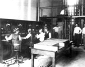 Men testing a telephone switchboard - Jacksonville, Florida