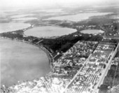 Aerial view of the town section by lakes - Winter Haven, Florida