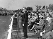 U.S. Senator Claude Pepper speaking at dedication of the roadside park named in his honor - Fort Pierce, Florida