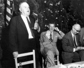 John W. Martin with microphone at Mahan party - Monticello, Florida