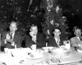 Former governors and Commissioner of Agriculture clapping at Mahan party
