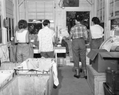 Inmates at work in the laundry
