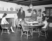 LeRoy Collins and family in the kitchen at the Grove.