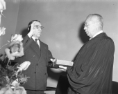 James T. Vocelle taking oath from Justice Elwyn Thomas