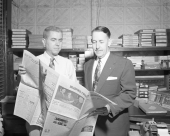 Governor Charley Johns at the Bradford County Telegraph newspaper office
