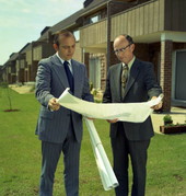 Winewood Construction Co. executives viewing papers at the Winewood Apartments in Tallahassee, Florida.