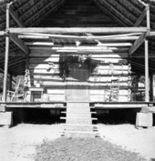 Cracker cabin shown during Christmas at the Tallahassee Jr. Museum.