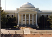 Front of the Florida Supreme Court Building during repainting project in Tallahassee, Florida.