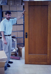 Architect David Ferro at the R.A. Gray Building with a door from the Whitfield Building - Tallahassee, Florida.