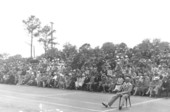 Tennis match grandstands.