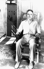 Composite photograph of man in the electric chair at the Raiford Prison.