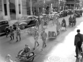Boy Scouts marching band in the circus parade.