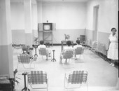 Patients watching television in a ward building at the Florida State Hospital in Chattahoochee, Florida.