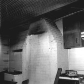 View showing fire damage from arson at an African American school in Tallahassee, Florida.
