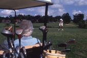 Woman lining up to drive the ball at the Killearn Golf and Country Club in Tallahassee, Florida.