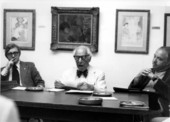 John Bass presides over a special meeting of the museum trustees
