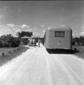 Trailer at entrance to park..