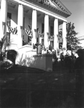 Crowds gathered on the steps of the Old Capitol for the inauguration of Governor Dan McCarty - Tallahassee, Florida.